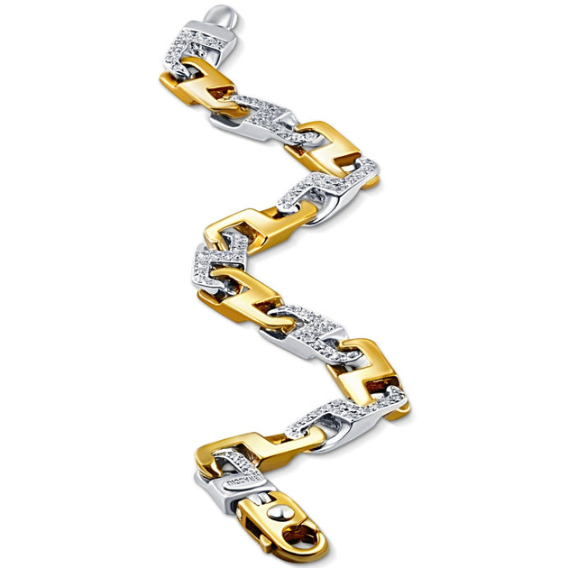 Pompeii3 Men's Diamond Bracelet Silver 8.5in 4
