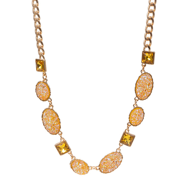 FASHNZFAB Druzy Stone Cluster Station Necklace Silver One Size 3