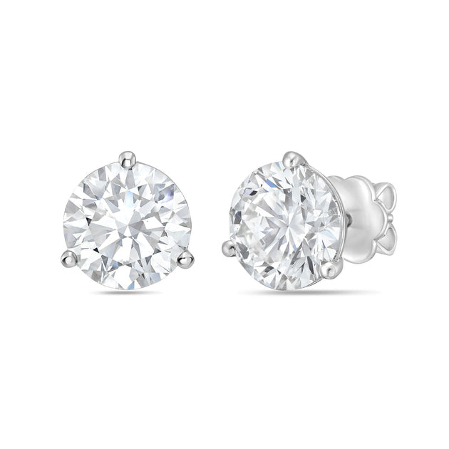 Diana M. 14kt White Gold Round Lab Grown Stud Earrings Silver 3