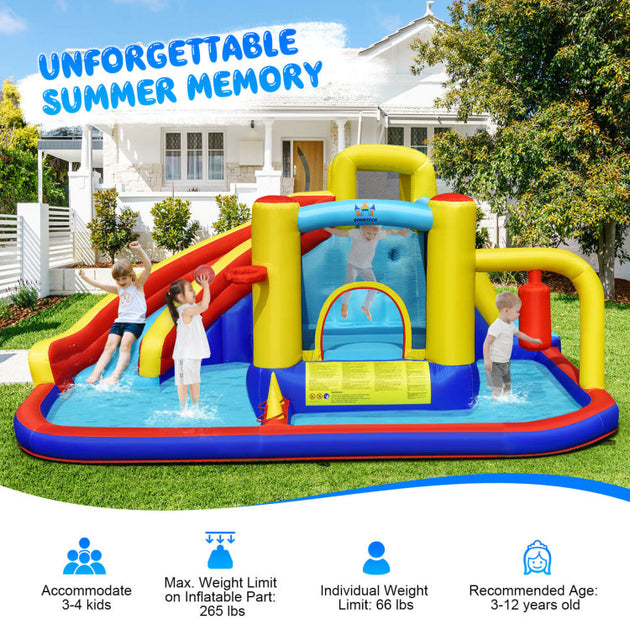 Hivvago 7-in-1 Inflatable Water Slide Blue 4