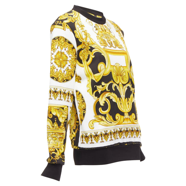 Versace Barocco Tribute Cotton Crew Sweater Yellow EU 34 4