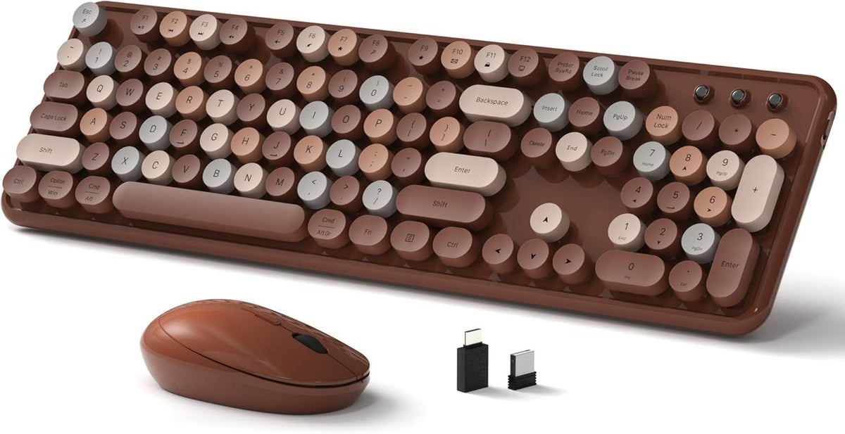 LUFE Wireless Keyboard and Mouse Brown 3