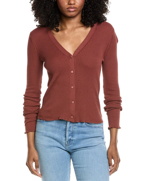 Vince Ribbed Cardigan Red XS 2