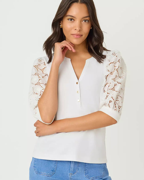 Lilly Pulitzer Ronson Eyelet Knit Top Multi Medium 4