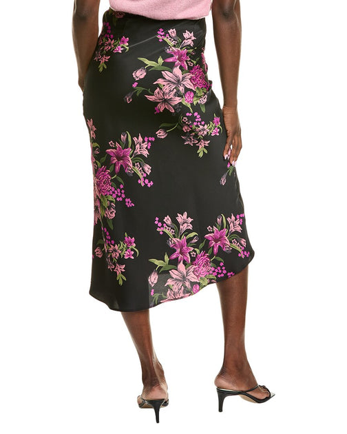 Gracia Satin Fishtail Midi Skirt Black Large 3