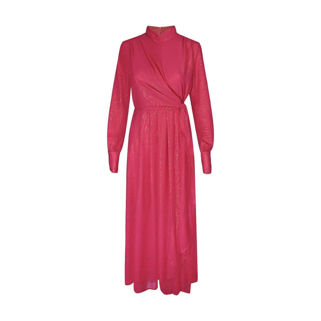 Esteem Couture Ahava Chiffon Dress Pink Large 3