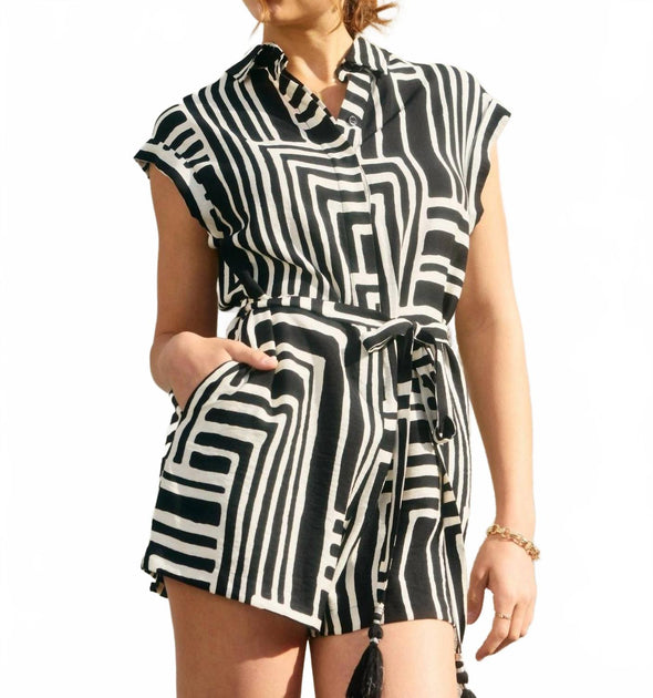 DRESS FORUM Abstract Button Down Romper 2