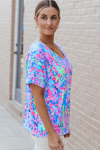 TRUEDAMES Loose Painted Floral Tee Multi Medium 4
