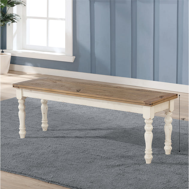 Streamdale Prato Dining Bench Antique White and Distressed Oak 4