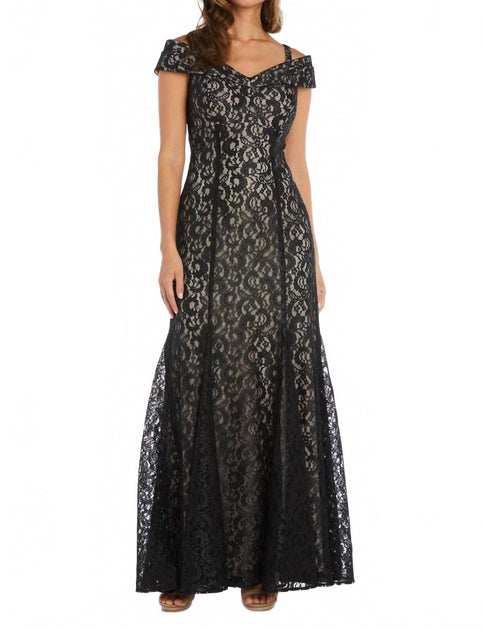 R & M Richards Off The Shoulder Fishtail Evening Gown Black US 8 2