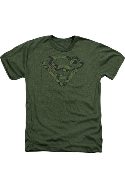 Gildan Superman Marine Camo Shield T-Shirt Green XL 2