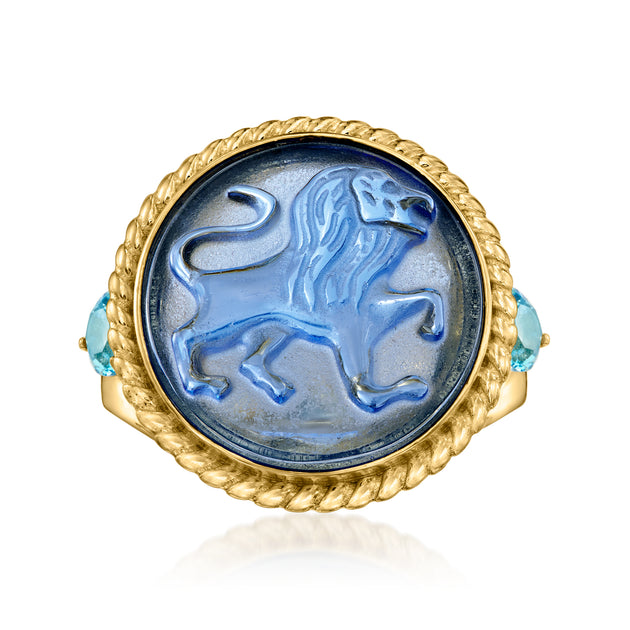 Ross-Simons Tagliamonte Venetian Glass Lion Ring Blue US 5 2