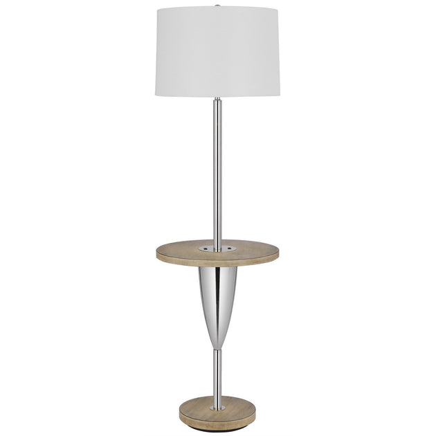 Hivvago Tray Table Floor Lamp Chrome White 2