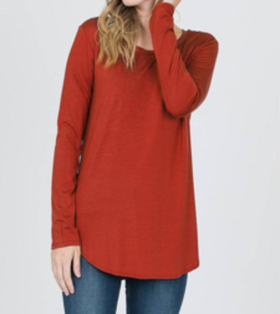 Emma's Closet Modal Long Sleeve Top Red Large 2