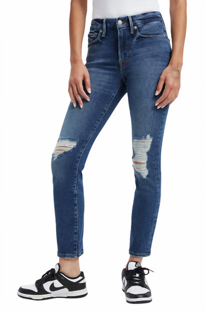 GOOD AMERICAN Legs Ripped High Waist Cigarette Jeans Blue 2
