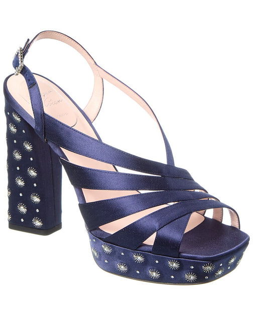Roger Vivier Mini Platform Satin Sandal Blue EU 37.5 2