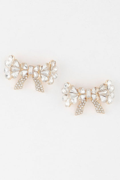 TRUEDAMES Crystal Teardrop Ribbon Earrings Silver 3
