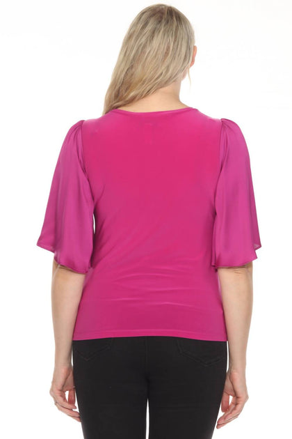 Joseph Ribkoff Crew Neck Flutter Sleeve Top Pink UK 8 4