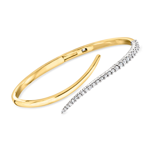 Ross-Simons Diamond Bypass Bangle Bracelet Silver 2