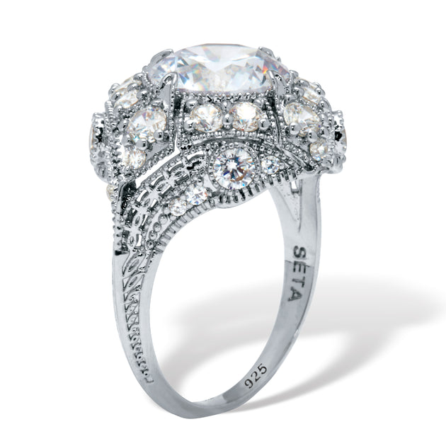 Palm 5.50 TCW Cubic Zirconia Sterling Silver Ring Silver US 9 3