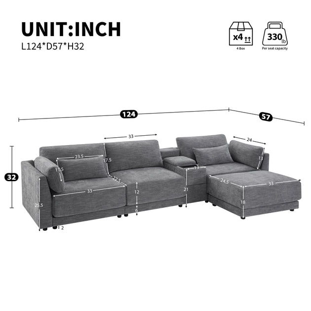 Streamdale L-Shaped Sectional Sofa Gray 4