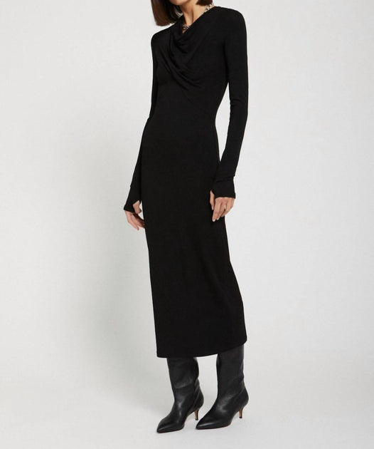 Ottod'ame Pure Stretch Viskose-Langes Kleid Schwarz S 2