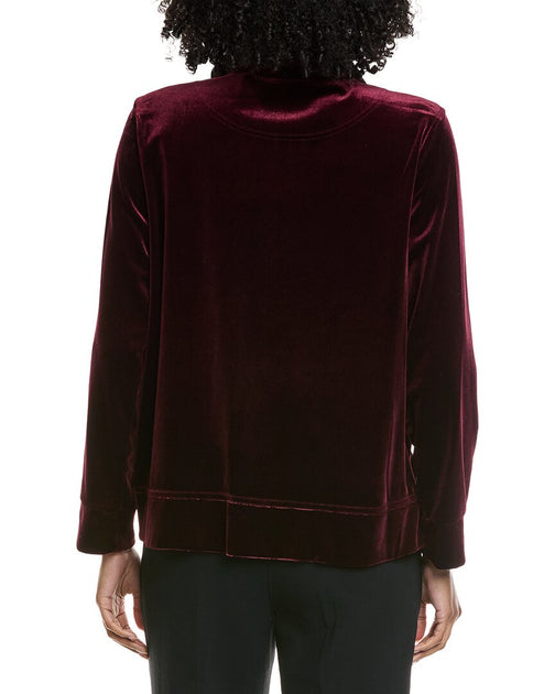 Jones New York Mock Neck Velvel Jacket Purple XL 3