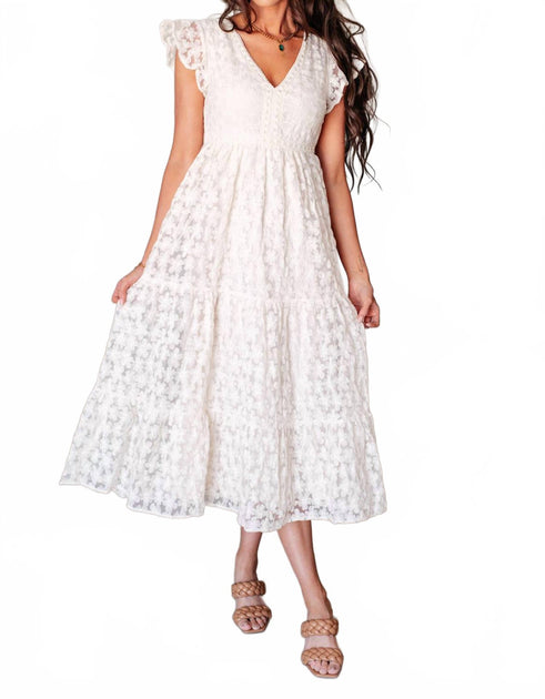 Polagram Darling Lace Midi Dress White Medium 2
