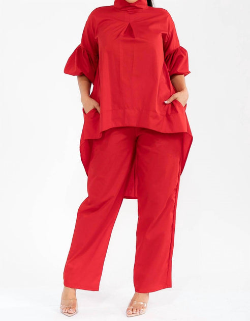 Karen T Design Ensemble Deux Pièces High Low Rouge XLarge 2