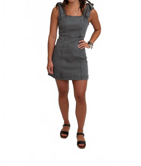 MIOU MUSE Tie On Sleeve Mini Dress Grey Medium 2
