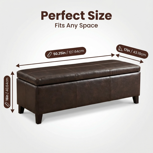Streamdale Storage Ottoman Bench Brown 4