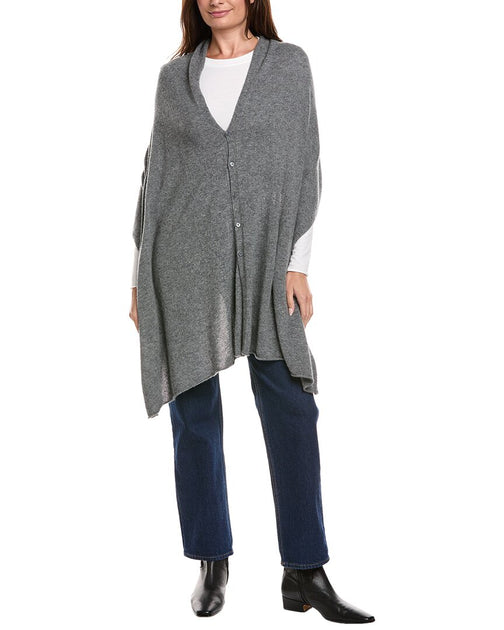 Amicale Button Shoulder Poncho Grey One Size 2