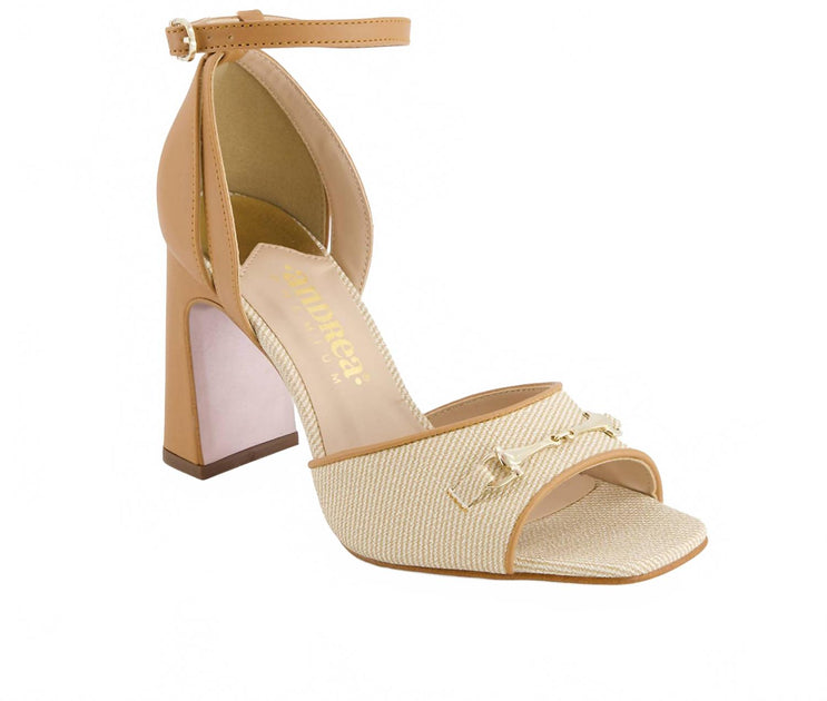 Andrea Women's Heeled Ankle Strap Sandals Beige US 7 3