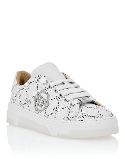 Philipp Plein Low Top Leather Sneakers Matte Monogram Black EU 44 4