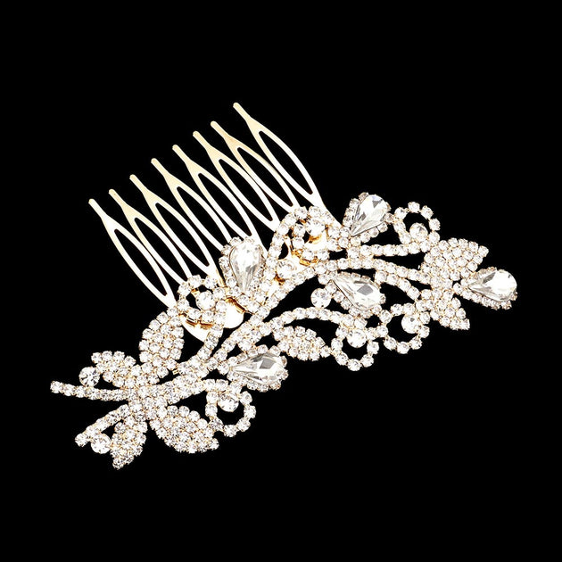 FASHNZFAB Teardrop Leaf Hair Comb Gold 3