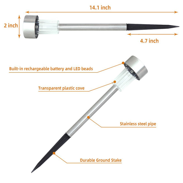 KAYESTYLE 24-teilige Solar LED Rasenlampen Weiß Silber 4