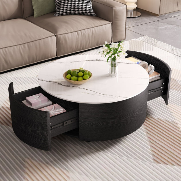 Streamdale Modern Round Coffee Table White 2
