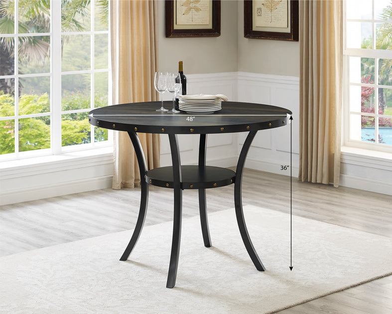 Streamdale Biony Counter Height Dining Set Espresso Tan 4