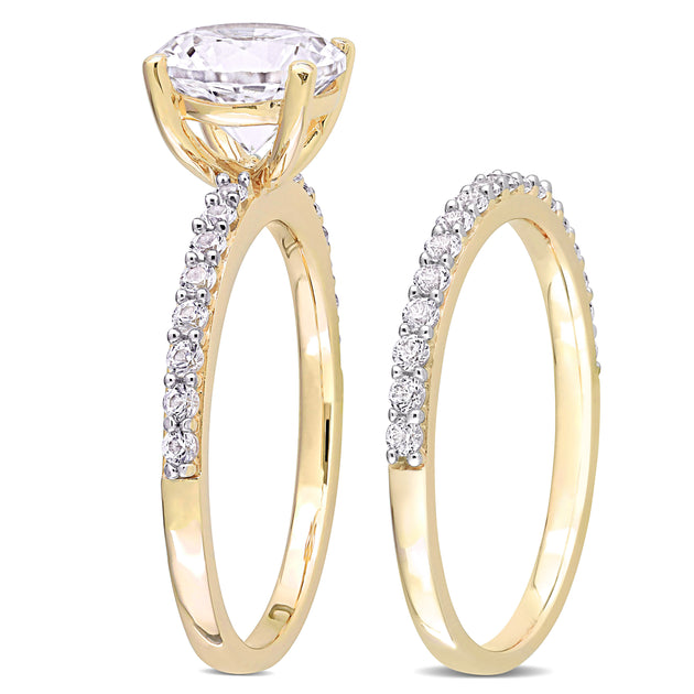 Mimi & Max Created White Sapphire Bridal Ring Set Silver US 8 4