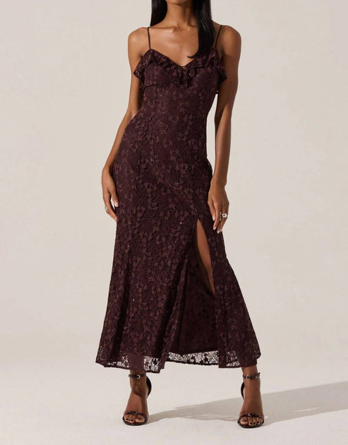 ASTR Leonie Floral Lace Maxi Dress Red Small 2