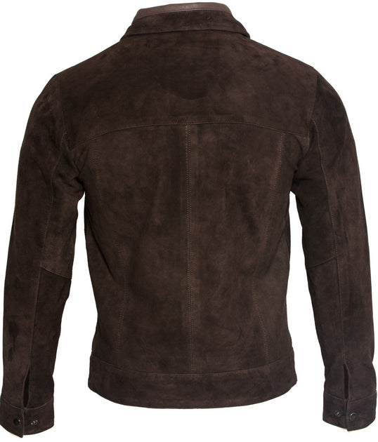 Infinity Retro Classic Suede Leather Biker Jacket Brown Medium 3
