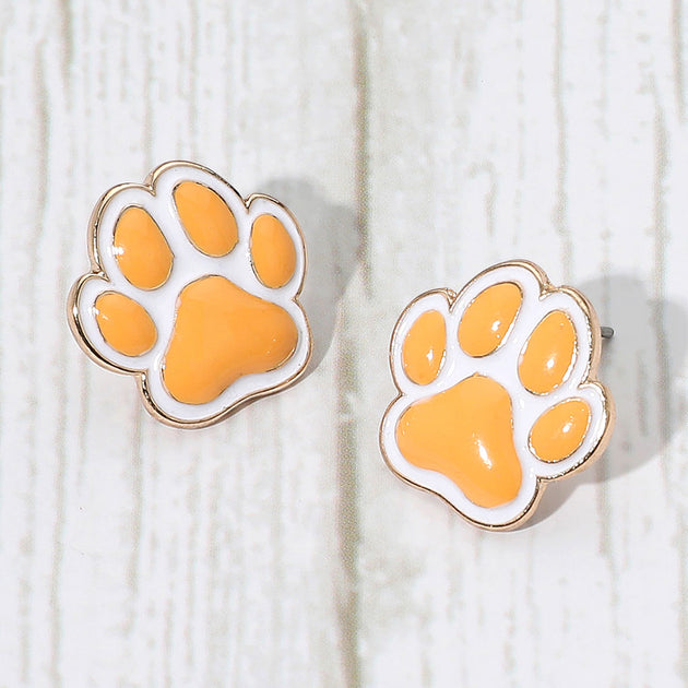 FASHNZFAB Game Day Paw Stud Earrings Red 4