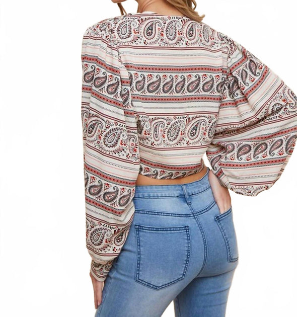 Saints & Hearts Paisley Kimono Crop Top Multi Large 4