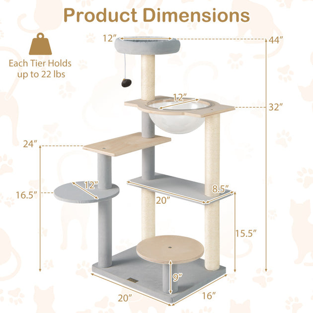 Hivvago Cat Tree 44 Inch Multi-Level Medium 4