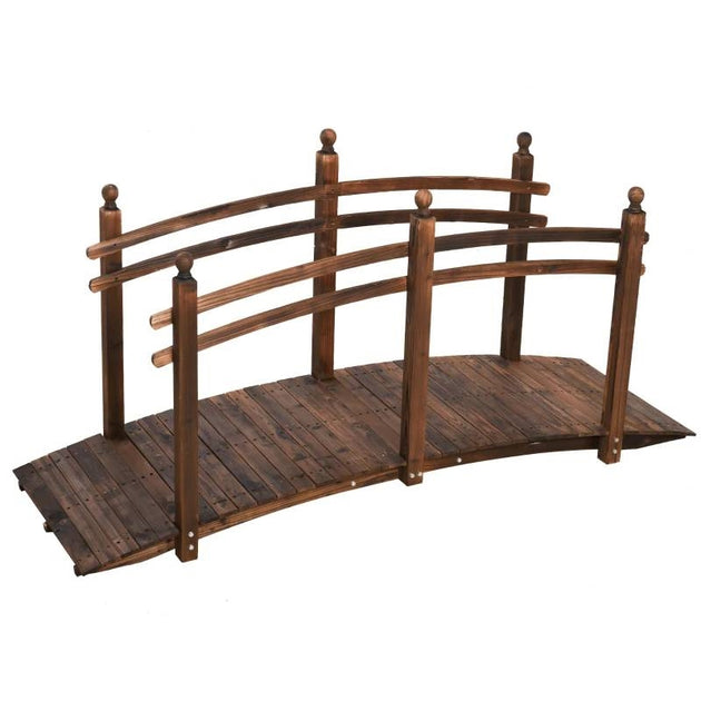 Hivvago 7.5 Ft Wooden Garden Bridge Brown 2
