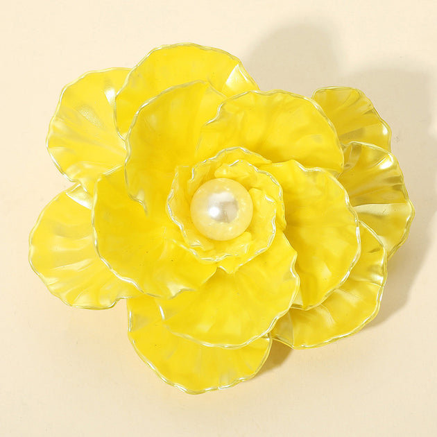 FASHNZFAB Floral Pearl Pin Brooch Hair Clip Red 2