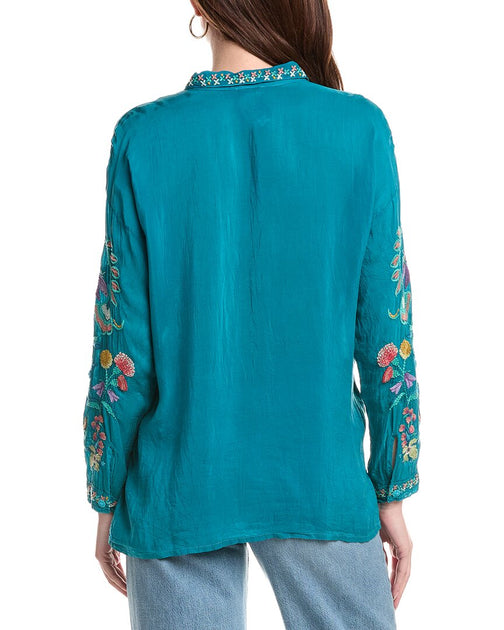Johnny Was Audrey Shirt Blue Medium 3