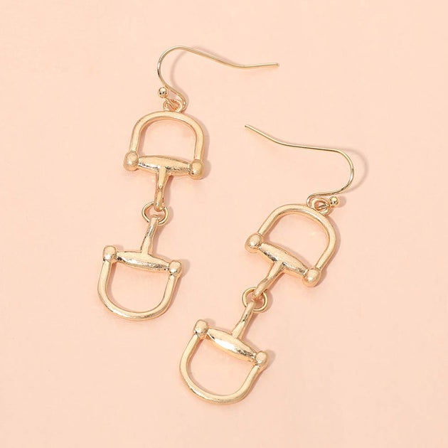 FASHNZFAB Metal Horsebit Link Drop Earrings Multi 3