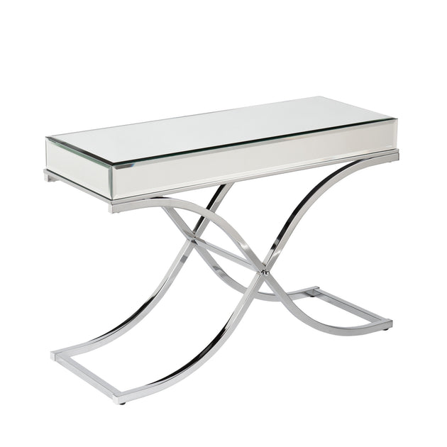 Hivvago 42in Console Table Silver Mirrored Glass 2