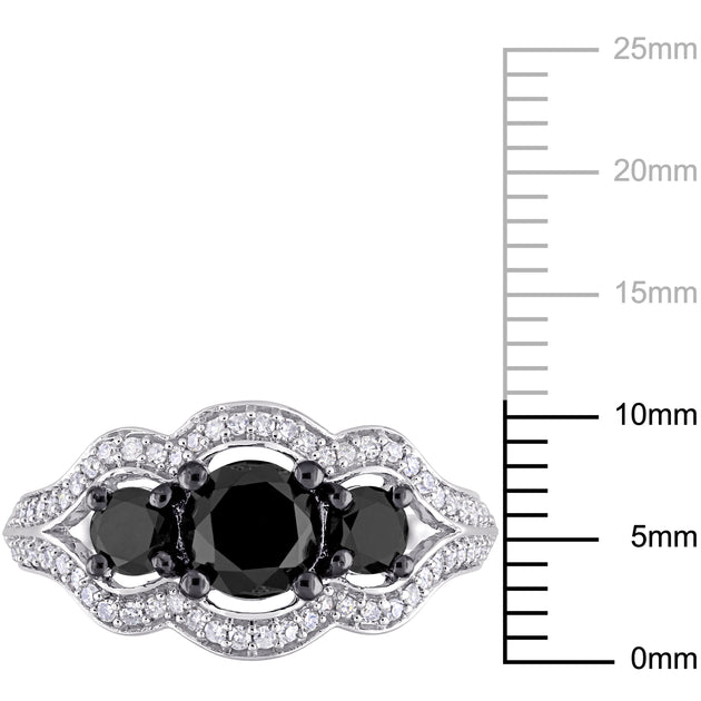 Mimi & Max 3-Stone Engagement Ring 10k White Gold Black US 8 4